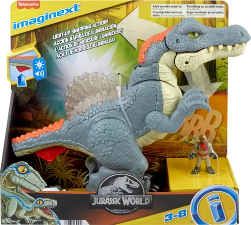 Miniatura 7 de Fisher-Price Imaginext Jurassic World Juguete de Dinosaurio Ultra Snap Spinosaurus, Luces, Sonidos y Acción de Morder, para Niños en Edad Preescolar