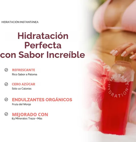 Miniatura 3 de Instant Hydration - Sobres de polvo de electrolitos - Bebida de electrolitos de frambuesa - Sin azúcar - Keto, vegano, sin gluten, sin OMG - Mejora
