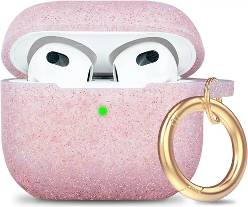 Miniatura 17 de Funda de silicona con flores compatible con AirPods Pro 2019, Gawnock - Funda suave y flexible para imprimir para mujeres y niñas con llavero - Flor