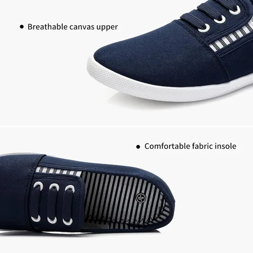 Miniatura 2 de Tenis de lona para mujer, zapatos casuales para caminar, zapatos de tenis planos, zapatos de vestir antideslizantes, zapatos de trabajo