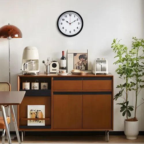 Miniatura 5 de LEIKE Reloj de pared de metal de 10 pulgadas, color negro, retro de cuarzo silencioso, funciona con pilas, decorativo para patio, cocina, sala