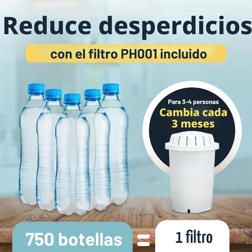 Miniatura 5 de Invigorated Water Sistema de filtro de dispensador de agua alcalina de vidrio pH Recharge, jarra purificadora de encimera para el hogar y la oficina
