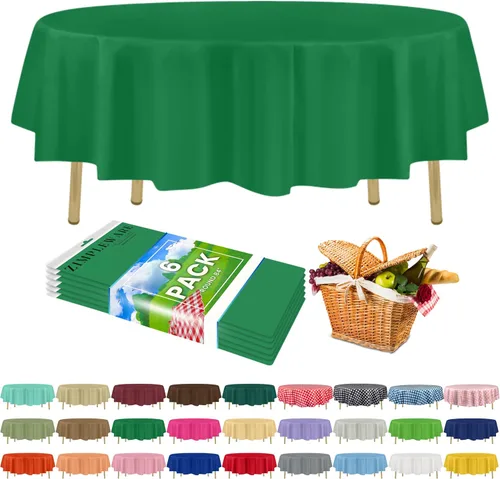 Miniatura 20 de Zimpleware - Mantel redondo de plástico para fiestas de 213 cm (84 pulgadas) de diámetro (paquete de 1, 6 y 12 unidades)