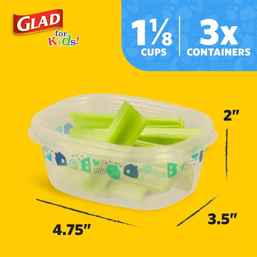 Miniatura 6 de Glad para Niños GladWare - Paquete variado, recipientes de almacenamiento de alimentos para el regreso a la escuela con tapas, tamaños mixtos