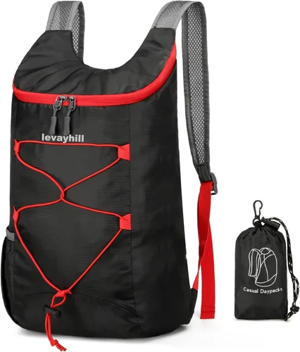 Miniatura 17 de Levayhill 16L Mochila ligera plegable para senderismo, mochila de día pequeña y plegable para viajes, bolsa de gimnasio ultraligera y resistente al