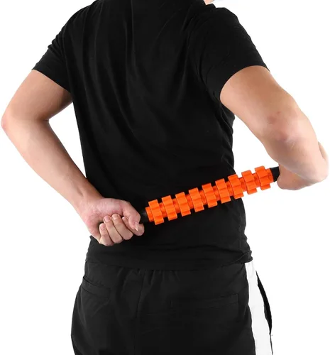 Miniatura 6 de Rodillo muscular, rodillo de relajación de alta resistencia, varillas de masaje muscular, fitness, deporte, fascia, para gimnasio en casa (naranja)