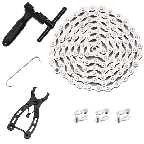 Kit de Cadena de Bicicleta, Kit de Reparación Multifuncional para Mecánico de Bicicleta de Velocidad Única, Rompecadenas y Alicates de Eslabón de