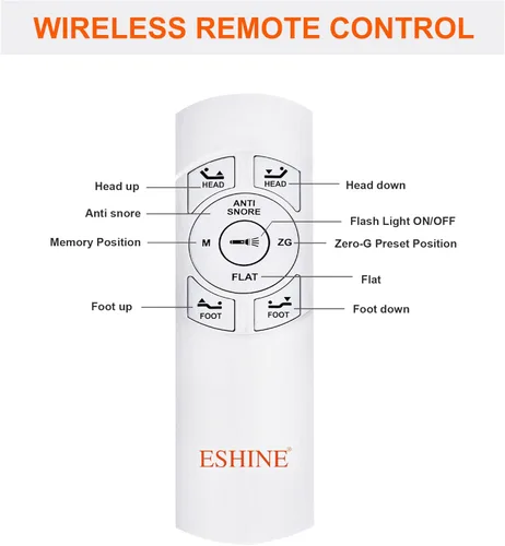 Miniatura 4 de ESHINE Base de cama ajustable Queen – Base ergonómica de cama de gravedad cero, inclinación de pie y cabeza, control por aplicación, control remoto