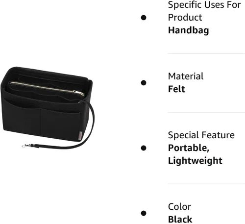 Miniatura 8 de ZTUJO - Organizador de bolsos de fieltro con cremallera metálica que se adapta a bolsos de mano y tote, especialmente diseñado para bolsos Speedy
