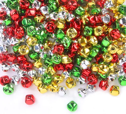 Miniatura 18 de Augshy 200 Piezas Campanas de Cascabel 3/5 Pulgadas Campanas de Manualidades a Granel para Decoraciones Navideñas de Hogar y Mascotas Adornos Dorado