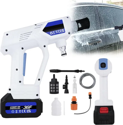 Pistola de agua de pulverización de alta presión portátil inalámbrica con batería de 3000 mAh para limpieza de coche/valla/suelo/riego, lavadora a
