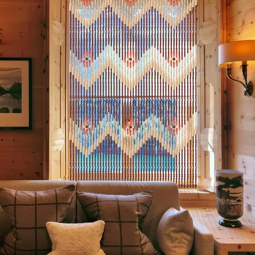 Miniatura 2 de ANMINY Cortina de madera con cuentas de bambú, 2 paneles divisores de madera para colgar habitaciones, 52 hebras, decorativas hechas a mano