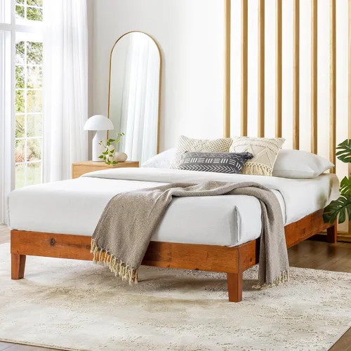 Miniatura 3 de Mellow Naturalista Grand - Cama de plataforma de madera maciza de 12 pulgadas con listones de madera, no necesita somier, tamaño matrimonial (cereza)