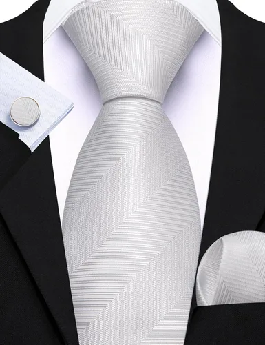 Miniatura 138 de Barry.Wang Juego de corbatas para hombre, corbata de seda a rayas, tejido a cuadros, gemelos formales, negocios, boda