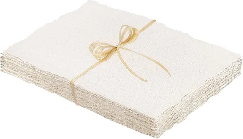 Prudiut 25 hojas de papel de acuarela de algodón, 300 g/m², borde deshilachado, 12,7 x 17,8 cm, rugoso/texturizado, blanco, para acuarelas,
