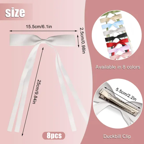 Miniatura 3 de Pinzas para el pelo con borlas y colas largas, bonitos pasadores de lazo, accesorios para el cabello para niñas y adolescentes, ideales para regalos