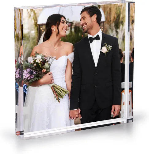 Miniatura 9 de Bloque de fotos acrílico, regalos de fotos personalizados, 3.5 x 3.5 pulgadas 0.6 pulgadas de grosor Impresión acrílica personalizada