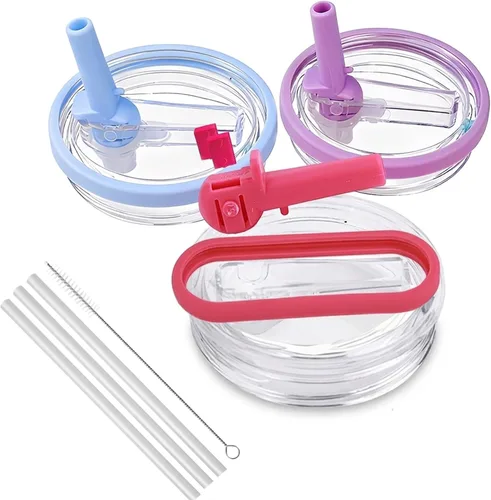 Stanley Cup - Paquete de 3 tapas de repuesto para Stanley Cup Quencher de 40 onzas con popote, a prueba de derrames y resistentes a fugas, fundas