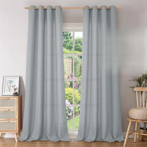 Miniatura 73 de BGment Cortinas de Lino Beige de 63 Pulgadas de Largo 2 Paneles - Tratamientos para Ventanas con Textura de Arpillera Filtrantes de Luz Cortinas