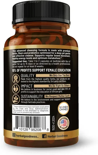 Herbal Goodness Cápsulas de desintoxicación de 15 días (60 cápsulas) - Desintoxicación natural del cuerpo, apoyo para limpieza del colon, suplemento