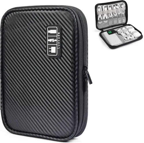 Miniatura 11 de Luxtude Bolsa organizadora de cables, bolsa organizadora de cables de viaje, organizador electrónico de viaje para cargadores y cables, bolsa