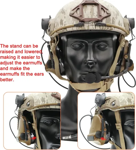 Miniatura 4 de HEARFALCOM Comta III Auriculares Tácticos para Casco Adaptador de Riel ARC Soporte de Disparo con Cancelación de Ruido