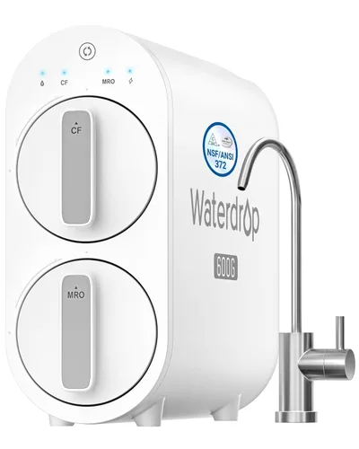 Sistema de ósmosis inversa Waterdrop G2P600, sistema de filtro de agua RO sin tanque de 600 GPD, sistema RO debajo del fregadero, sistema de