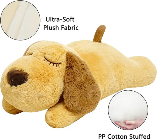 Miniatura 5 de HonourHope Juguete de latido del corazón para perros (amarillo perro, mediano) - Juguete calmante de felpa para mascotas con latidos cardíacos