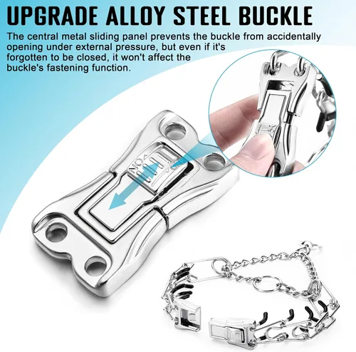 Miniatura 4 de MOZETO Collar de perro ajustable de acero inoxidable de liberación rápida con hebilla de metal para perros pequeños, medianos y grandes