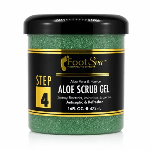 FOOT SPA - Gel exfoliante de 16 onzas, para manicura, pedicura y exfoliante corporal con infusión de aloe vera y ácido salicílico, brillo, pulido,