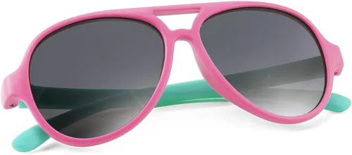 FEISEDY Gafas de sol polarizadas de aviador para niños pequeños, marco flexible, lindo bebé niños niñas de 0 a 6 años de goma al aire libre B2789