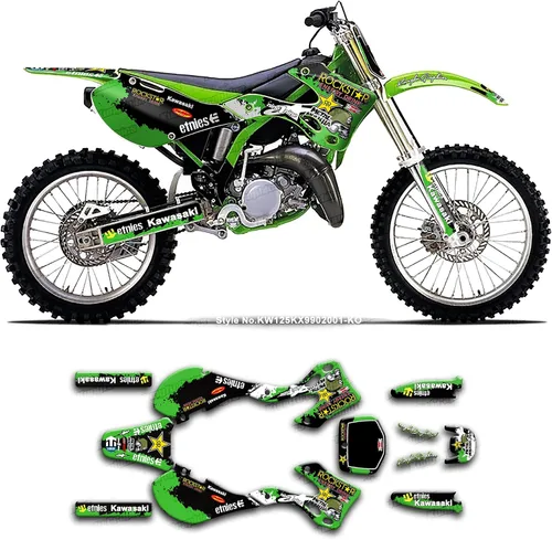 Kit de calcomanías Kungfu Graphics para KX125 KX250 1999 2000 2001 2002, KW125KX9902001-KO