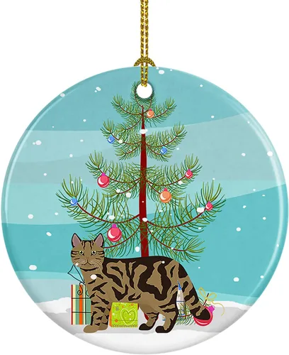 Miniatura 192 de Caroline's Treasures Adorno de cerámica con texto en inglés "Merry Christmas" para colgar en el árbol de Navidad, decoración para el hogar, Navidad