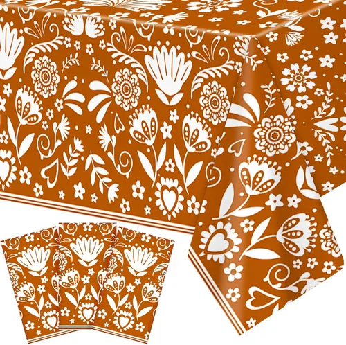 Miniatura 8 de Domensi 1 mantel mexicano de 54 x 108 pulgadas, mantel de fiesta de plástico Cielito Lindo desechable, funda de mesa con mandala y flor para taco