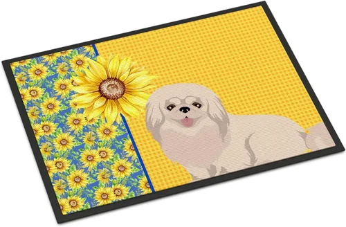Miniatura 45 de Caroline's Treasures WDK5313MAT Airedale Terrier - Tapete para puerta delantera de 18 x 27 pulgadas, diseño de girasoles de verano, para entrada