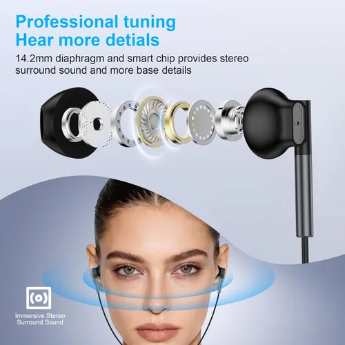Miniatura 9 de Samsung - Auriculares con cable USB C para Galaxy A36 5G/A17/A56/A26/A16 5G/S25 Edge Ultra/S24 FE/S23/S22, Z Flip 7/Fold 7, auriculares con cable