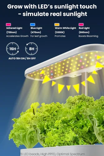 Miniatura 3 de inBloom Sistema de cultivo hidropónico de 12 vainas para jardín interior con luz de crecimiento LED y kit de vainas, kit de germinación de plantas