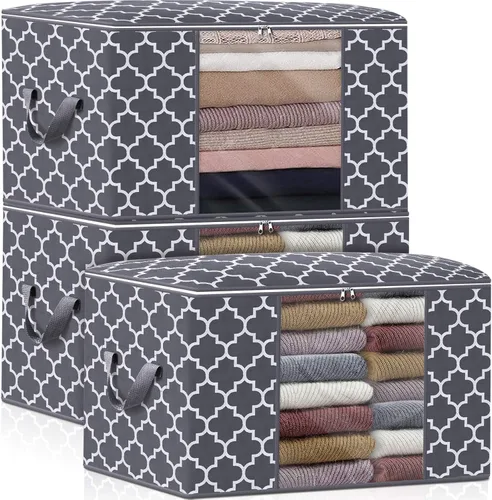 Miniatura 14 de WISELIFE Bolsas de almacenamiento, organización de ropa de manta grande y contenedores de almacenamiento para ropa de cama, edredones, organizador
