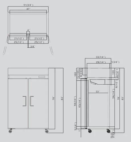 Miniatura 4 de Alcance de acero inoxidable de 2 puertas en congelador comercial - MBF8002