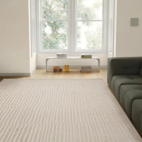 Miniatura 6 de Revival Rugs Soloba 3'11"x6'1" - Alfombra Lavable a Máquina para Cocina y Dormitorio - 100% Reciclada, Certificada Oeko-TEX, Pelo Mediano, Beige