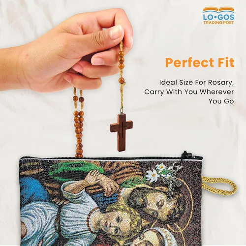 Miniatura 72 de Bolsa de rosario católico, estuche de rosario de bautismo para niños con números 6:24-26, versículo de la Biblia, 4 x 6 pulgadas, joyería y monedero