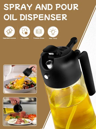 Miniatura 2 de Utensilios de cocina pulverizador de aceite para cocinar, 2 piezas, dispensador de aceite para cocina, dispensador de aceite 2 en 1 y rociador