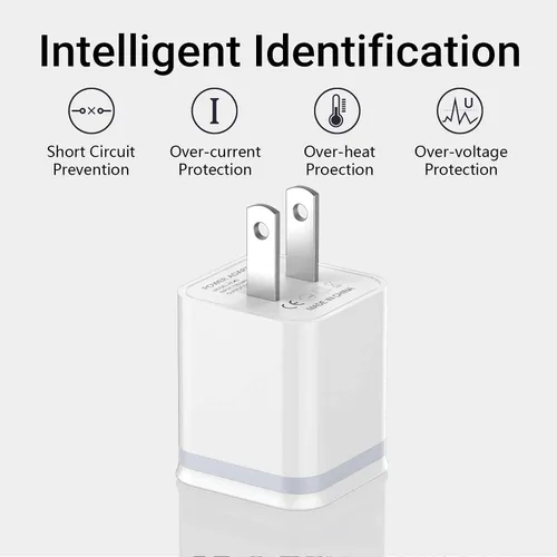 Miniatura 6 de Cargador de pared USB, paquete de 5 unidades de 2.1A/5V de doble puerto USB cubo, adaptador de corriente de cargador de enchufe de carga de repuesto