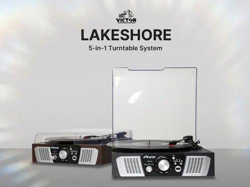 Miniatura 4 de Victor VHRP-1100 Lakeshore - Sistema de tocadiscos 5 en 1 con reproductor de discos, Bluetooth, reproducción y grabación USB, radio FM y altavoces