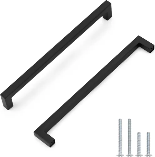 Miniatura 35 de Probrico - Tiradores cuadrados de acero inoxidable para puerta de armario o cajón, color negro, 0.5 pulgadas de ancho