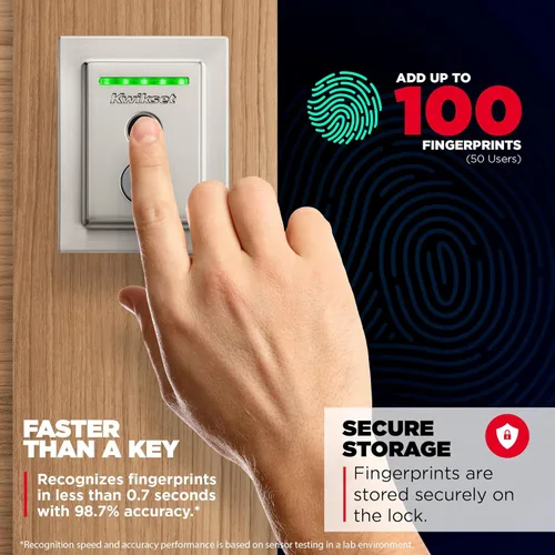 Miniatura 2 de Kwikset Halo Touch Cerradura inteligente con huella dactilar y WiFi, cerradura de puerta de entrada sin llave de bajo perfil, desbloqueo Níquel