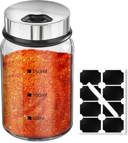 Miniatura 9 de Segarty Tarros de especias con tapas cocteleras, paquete de 6 botellas de vidrio de 4 onzas con tapa de acero inoxidable, recipientes de vidrio