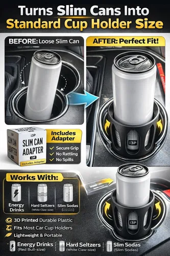 Miniatura 2 de Inserto delgado para portavasos de autos - Sostiene latas de Red Bull, Celsius y bebidas energéticas (8.4oz/12oz) - Manga adaptadora antivuelco