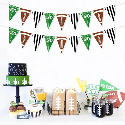 Miniatura 5 de VILIFEVER 2 guirnaldas de fútbol americano, decoraciones de fiesta de fútbol, banderines de papel para fútbol americano, suministros de fiesta