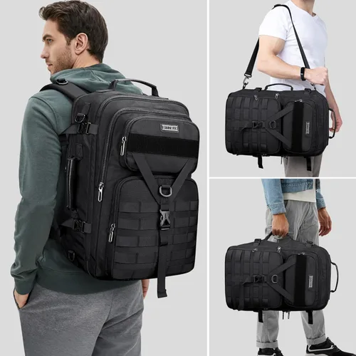 Miniatura 2 de WITZMAN Mochila de viaje de mano para hombre, grande, convertible de 45 litros, ajuste de 17 pulgadas, mochila 3 en 1, para aerolínea aprobada Negro